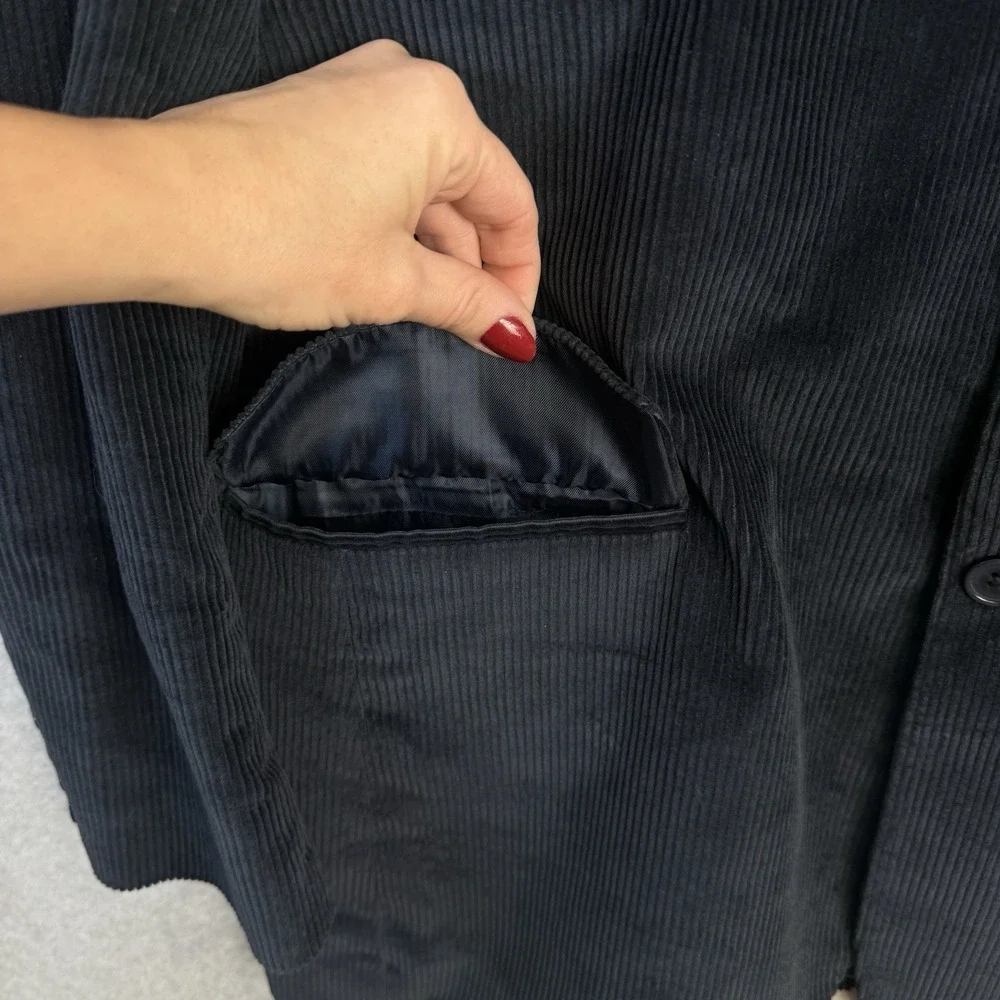 Meeting Street 100%‎ Cotton Corduroy Blazer Navy Blue Size 44L Two-Button Jacket